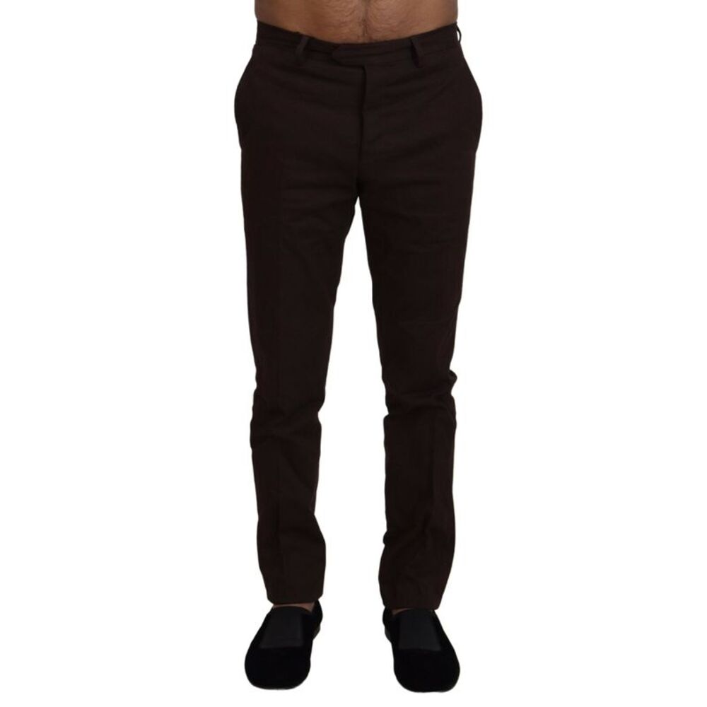 BENCIVENGA Brown Cotton Tapered Formal Men Men's Pants